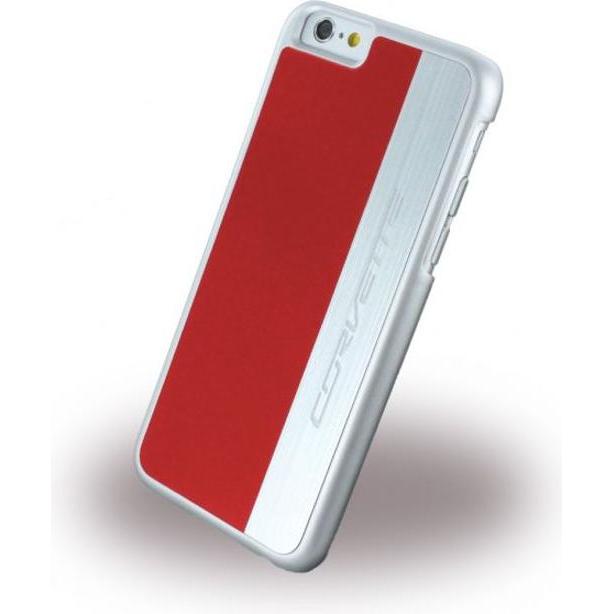 Corvette Silver Brushed Aluminium (Apple iPhone 6s Plus, Apple iPhone 6 Plus), Smartphone Hülle, Rot