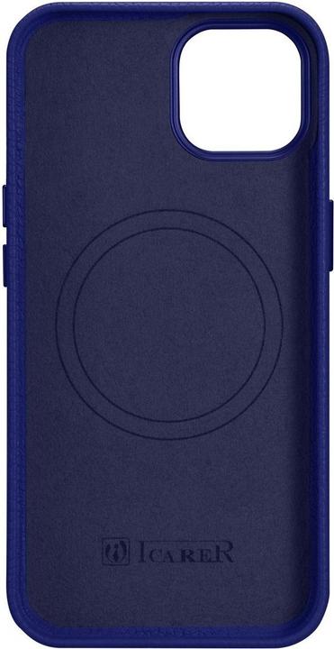 Actual product image iCarer litchi Premium leather case for iPhone 14 Plus Magnetic leather case with magSafe dark blue ( (Apple iPhone 14 Plus)