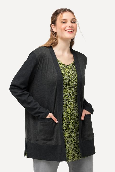 Produktbild Ulla Popken Sweatjacke, Waffelstruktur, offene Form, Langarm (56)