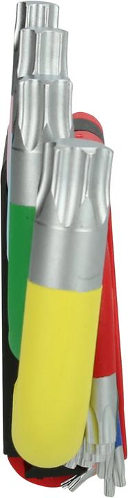 Produktbild KS Tools Winkelstiftschlüssel-Satz extralang, TORX®, mit Farbcode, 14 Teile