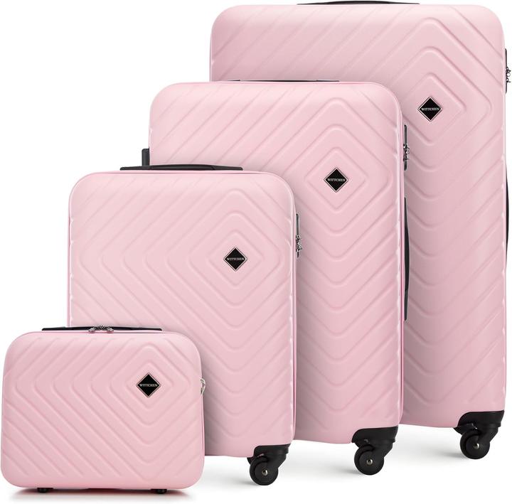 Immagine prodotto Wittchen 4-teiliges Cube Line Kofferset (96 l, Bagaglio a mano (fino a 50 litri), M (50 - 90l), L (90 - 115l))