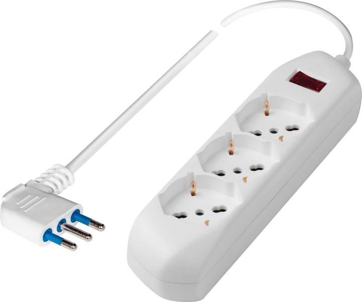 Produktbild Poly Pool Multinorm-Dreifachsteckdose: italienisch bivalent 10/16A 2P+E, deutsch 16A 2P+E(Erde seitlich) (1.50 m, CEE 7/4, CEI 23)