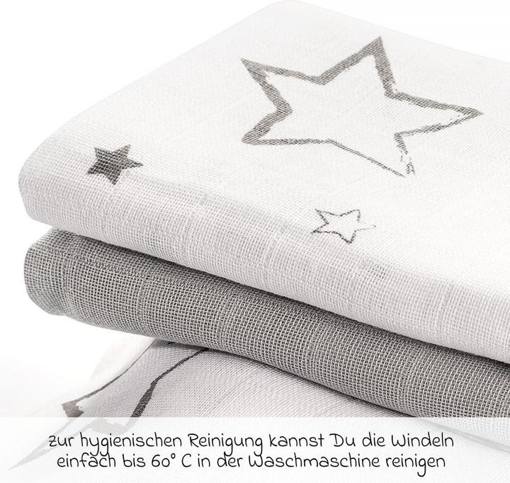 Actual product image Makian Muslin nappies & muslin cloths Muslin nappy / muslin cloth 4-pack 70 x 70 cm - stars (70 cm, 70 cm)