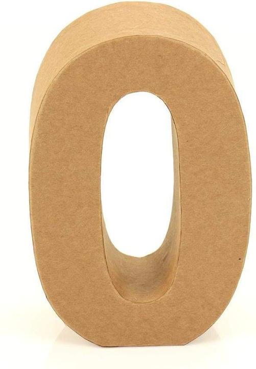 Produktbild trendmarkt24 Papp-Zahl 0 | Pappmache Dekozahl | Gross aus Pappe H: ca. 17,5 cm B: ca. 5,5 cm