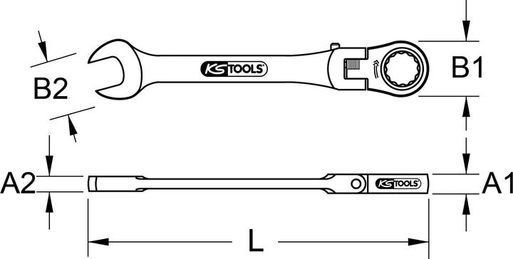 Produktbild KS Tools GEARplus Gelenk-Ratschenringmaulschlüssel feststellbar (9 mm)