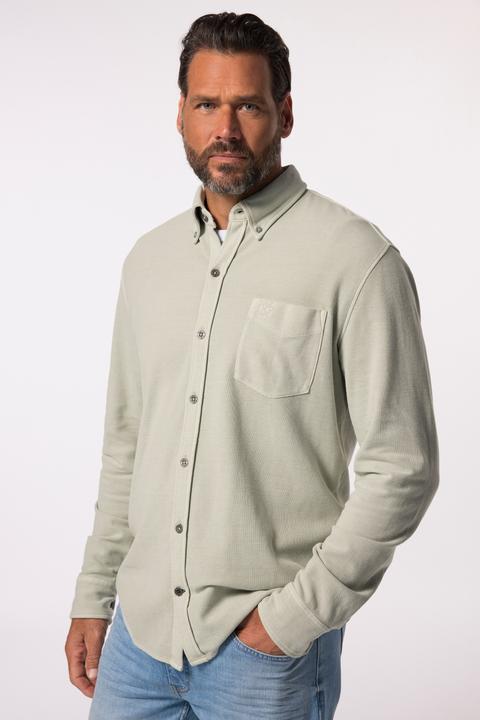 Produktbild JP1880 Piqué-Hemd, Langarm, acid washed, Kentkragen, Modern Fit (6XL)