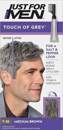 Produktbild Just For Men Touch of Grey Medium Brown Hair Dye No Mix Comb-In Applicator for a Natural Salt & Pepper Look Ammon