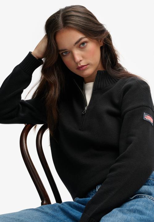 Image du produit Superdry Pull half-zip ample en maille à col camionneur femme (M)