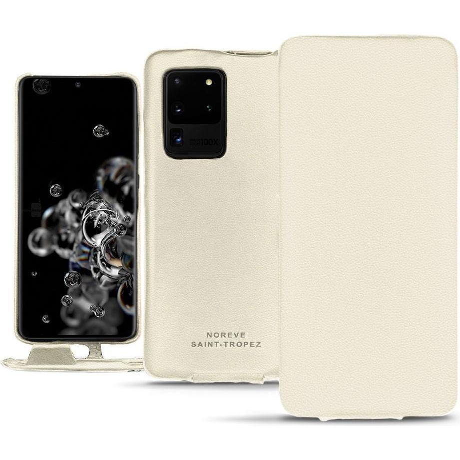 Noreve Lederschutzhülle vertikal (Samsung Galaxy S20 Ultra 5G), Smartphone Hülle, Weiss