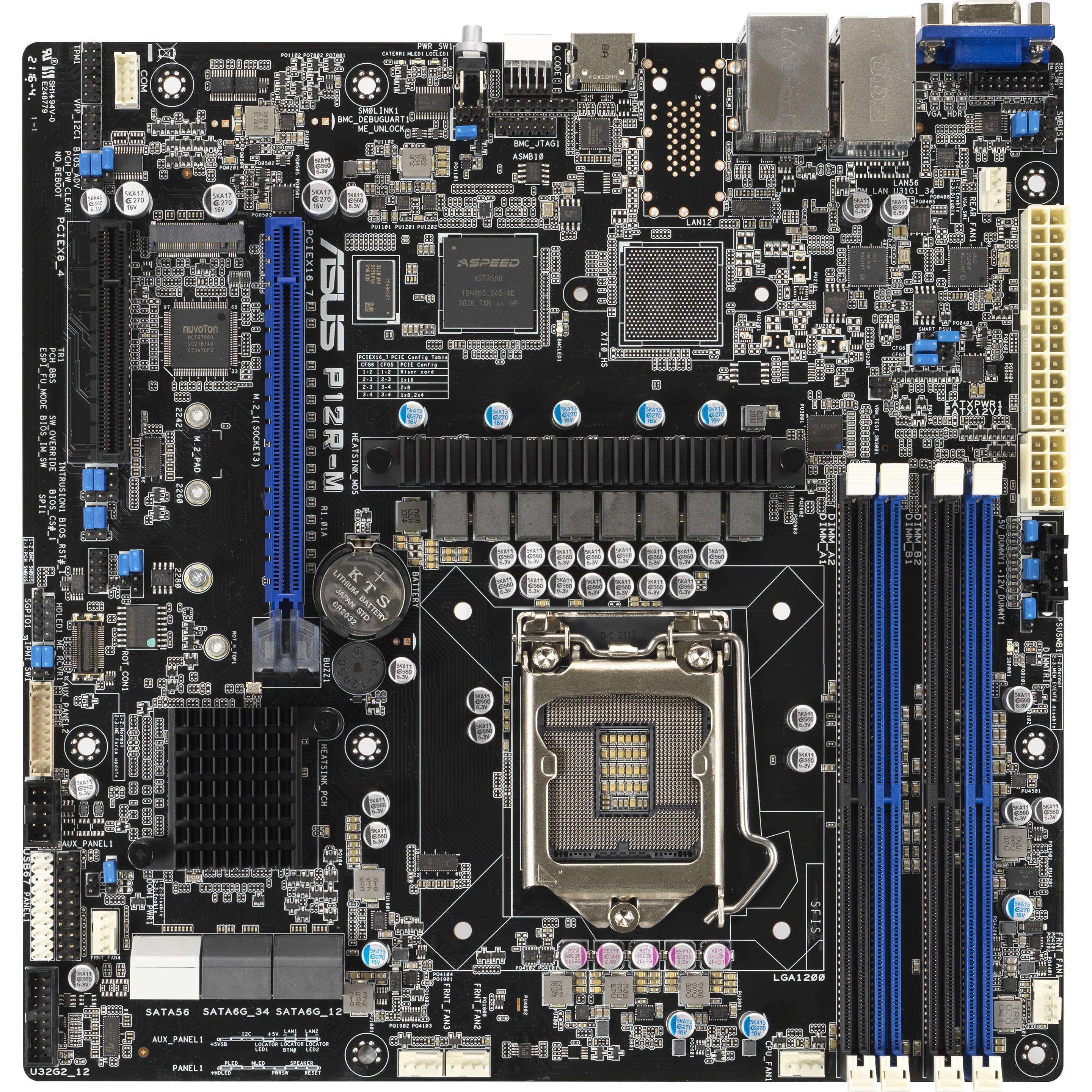 ASUS P12R-M LGA1200 mATX Server MB 4xDDR4 1xm.2 6xSATA (LGA 1200, Intel C252, mATX), Mainboard