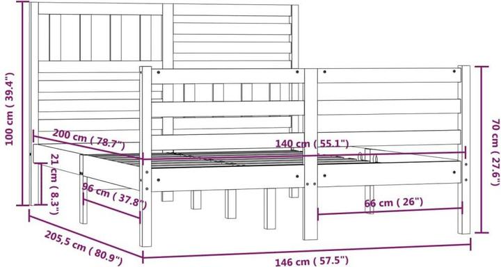Produktbild vidaXL Bettrahmen (140 x 200 cm)