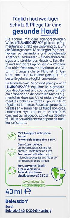 Actual product image NIVEA Sun Sun UV Face Luminous Anti-Pigments (Sun cream face, SPF 50, 40 ml, 500 g)