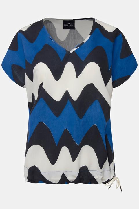 Immagine prodotto Laurasøn Bluse, oversized, Zackenmuster, V-Ausschnitt, Halbarm (S)