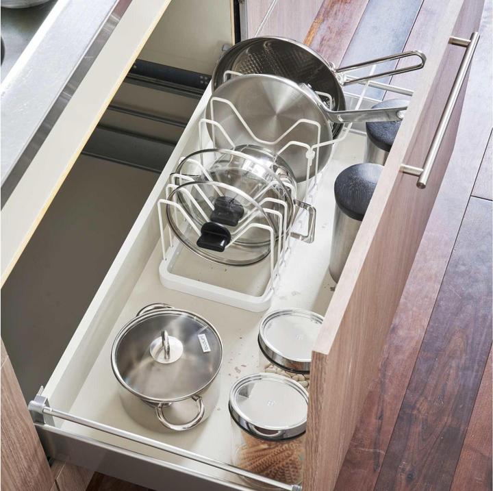 Actual product image Yamazaki Pull-out pot & pan organiser TOWER (Metal, Plastic)