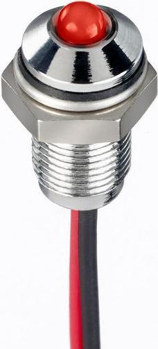 Produktbild RS PRO 6mm prom IP67 sealed chrome LED, red 24V