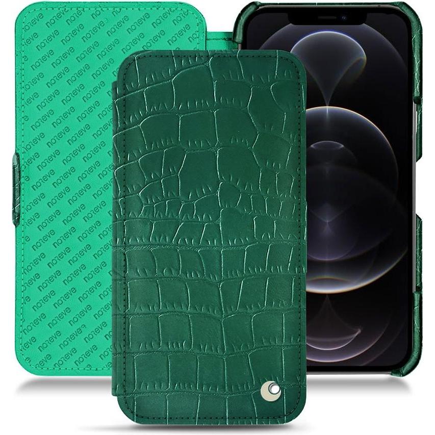 Noreve Lederschutzhülle horizontal (Apple iPhone 12 Pro Max), Smartphone Hülle, Grün