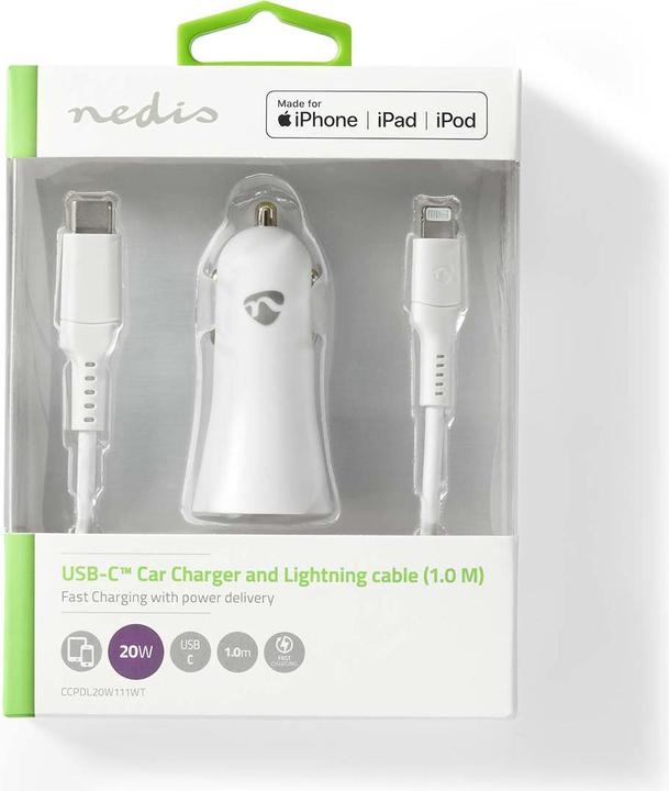 Immagine prodotto Nedis Caricabatterie da auto | 20 W | 1,67 / 2,22 / 3,0 A | Numero di uscite: 1 | Tipo di porta: USB-C™ |