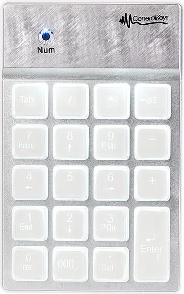 Produktbild GeneralKeys Nummernblock mit Bluetooth (Nummernblock, Kabellos)