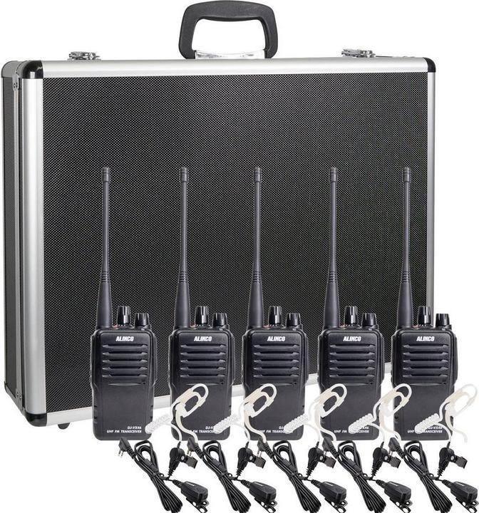 Alinco Team-Set DJ-VX-46 + KEP-24-AL 150101 PMR-Handfunkgerät 5er Set