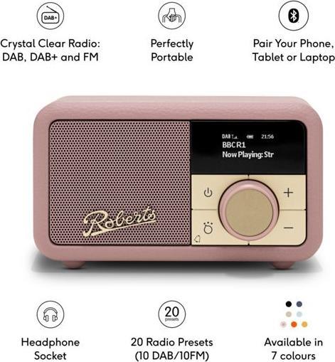 Actual product image Roberts DAB+ Radio Revival Petite 2 Dunkelpink (DAB, DAB+, FM, Bluetooth)