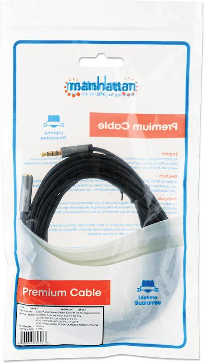 Actual product image Manhattan 3.5mm socket - 3.5mm jack (5 m, Extension, 3.5mm jack (AUX))