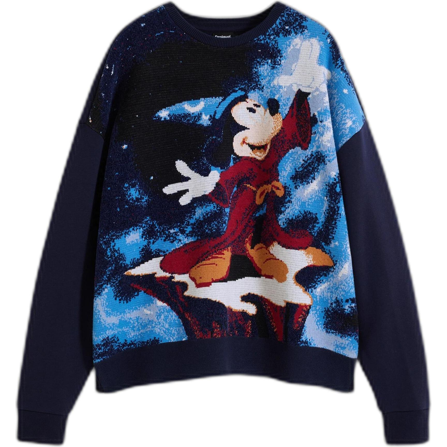 Desigual Donna Blu Donne, Felpa + Maglione, Fantasy Mickey, (S)