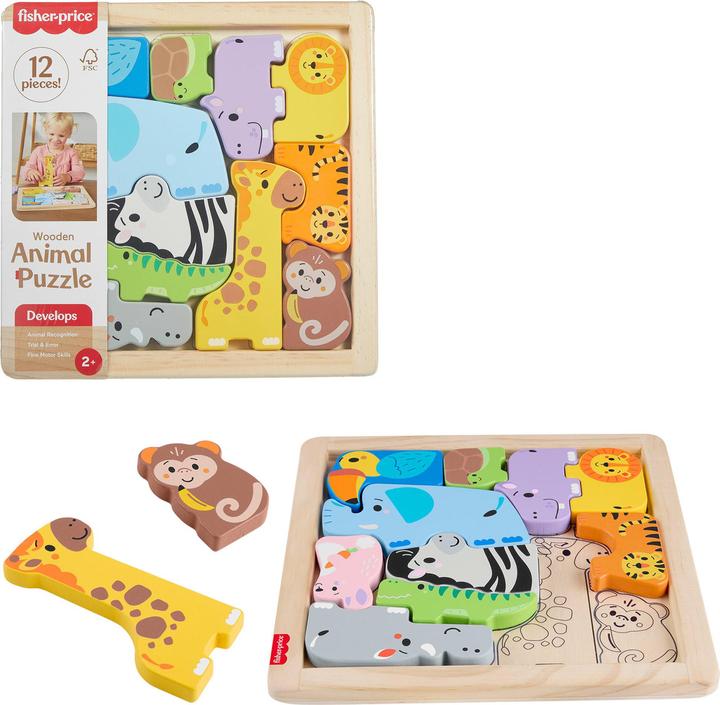 Fisher-Price 2-in-1 Tierwelt aus Holz (13 pièces)