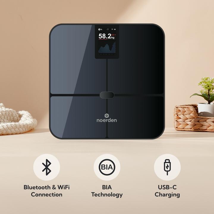 Actual product image Noerden SENSORI+ Smarte Personenwaage Wi-Fi + BT schwarz