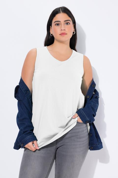 Immagine prodotto Ulla Popken Top dal taglio svasato e smanicato con scollo a V (62)