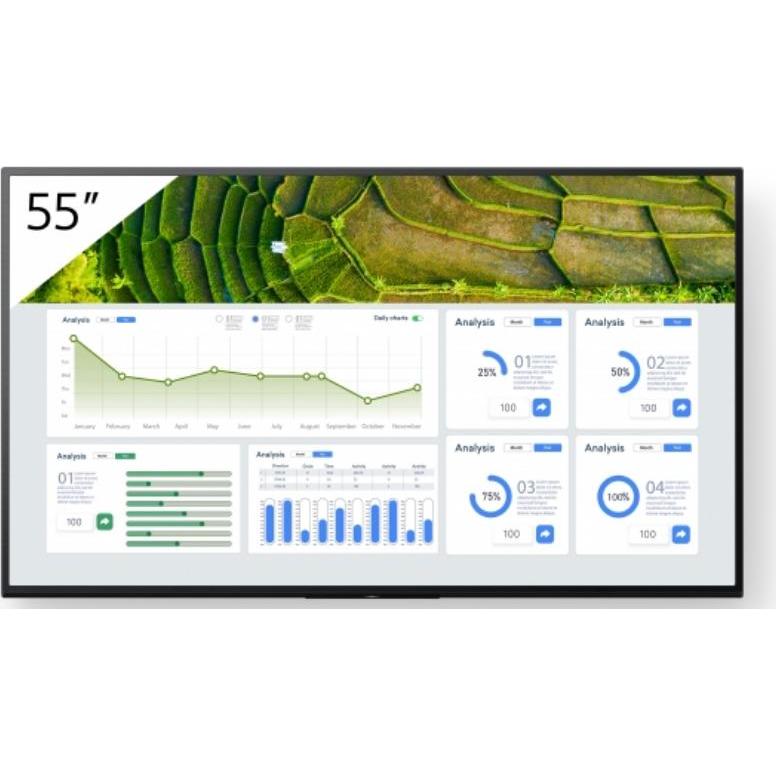 Sony 55" Pro BRAVIA LCD 440nit w/BRAVIA SV (3840 x 2160 Pixel, 55"), Digital Signage, Schwarz