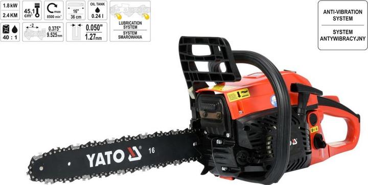 Yato Motor-Kettensäge Pro 45 cc Führungsschiene 40 cm (Benzin Kettensäge)