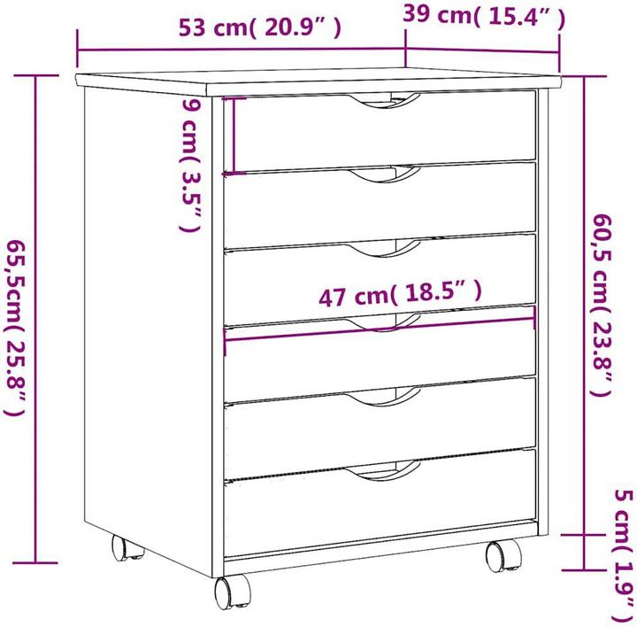 Actual product image vidaXL Rollschrank (53 x 39 x 65.50 cm)
