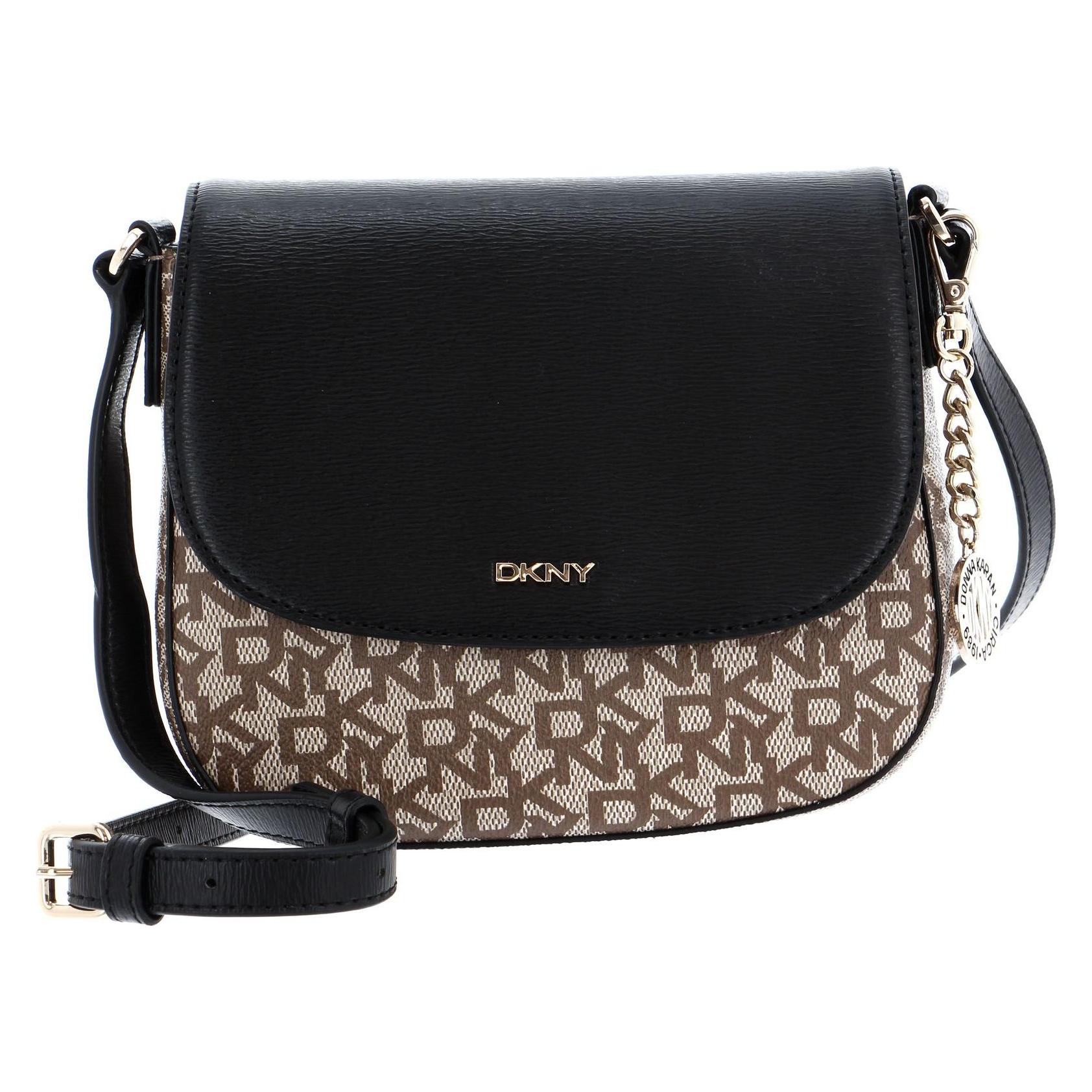 Dkny, Damen, Handtasche, Satteltasche Bryant Logo Saddle Bag, Braun, Schwarz