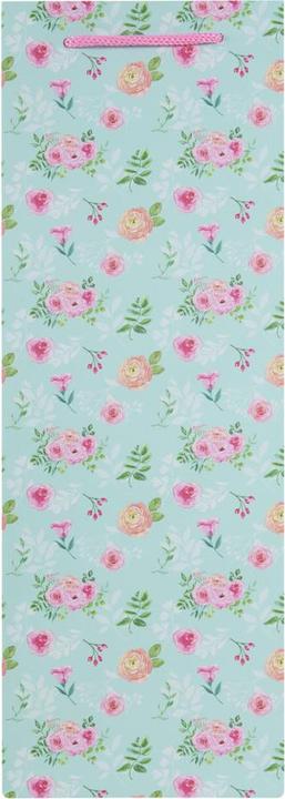 Produktbild Idena Flaschentasche Blumen Kraftpapier 140g/m² blau 12,5x35x9cm