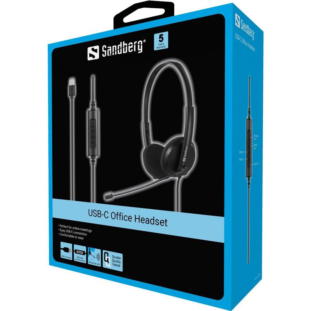 Thumbnail - Sandberg USB-C Office Headset (Kabelgebunden, USB-C), Office Headset, Schwarz