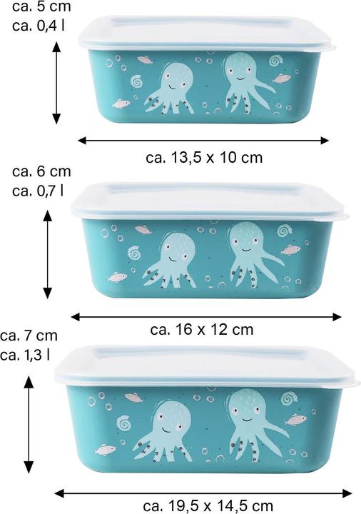 Actual product image Stoneline Awave Set of storage box, 400/730/1300 ml, Turquoise, 3 pcs (0.40 l)