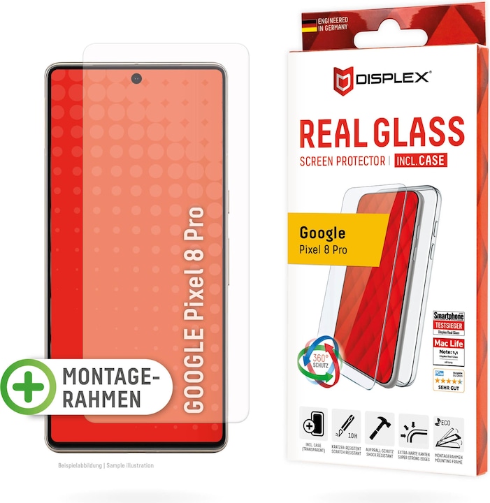 Produktbild Displex Real Glass, 2D Panzerglas + Handyhülle (1 Stück, Google Pixel 8 Pro)