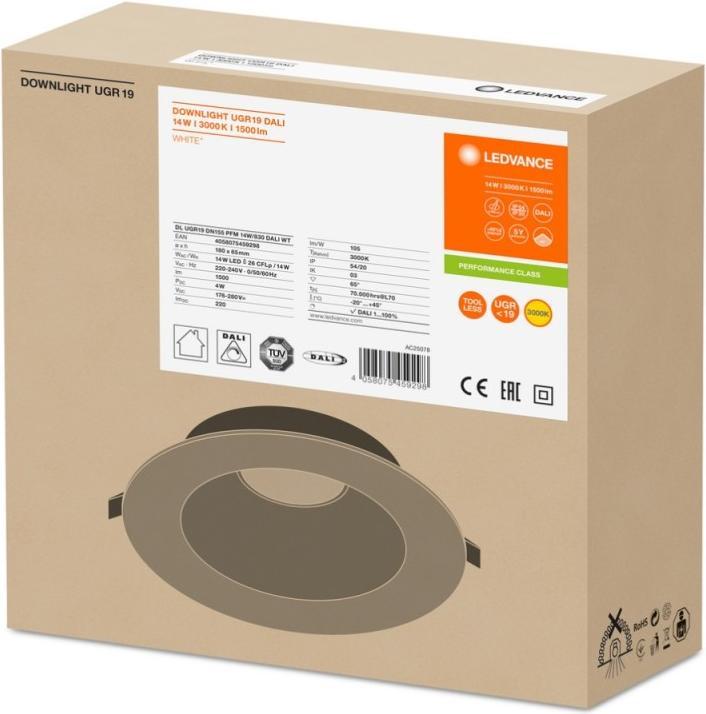 Produktbild Ledvance DL UGR19 DN155 PFM 14W/830 DALI (1500 lm)