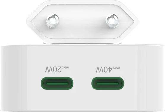 Produktbild Hama Fast Charger Gan 2X USB-C Collapsible Mini-Charger PD 40 W White (40 W, 2 Ports)