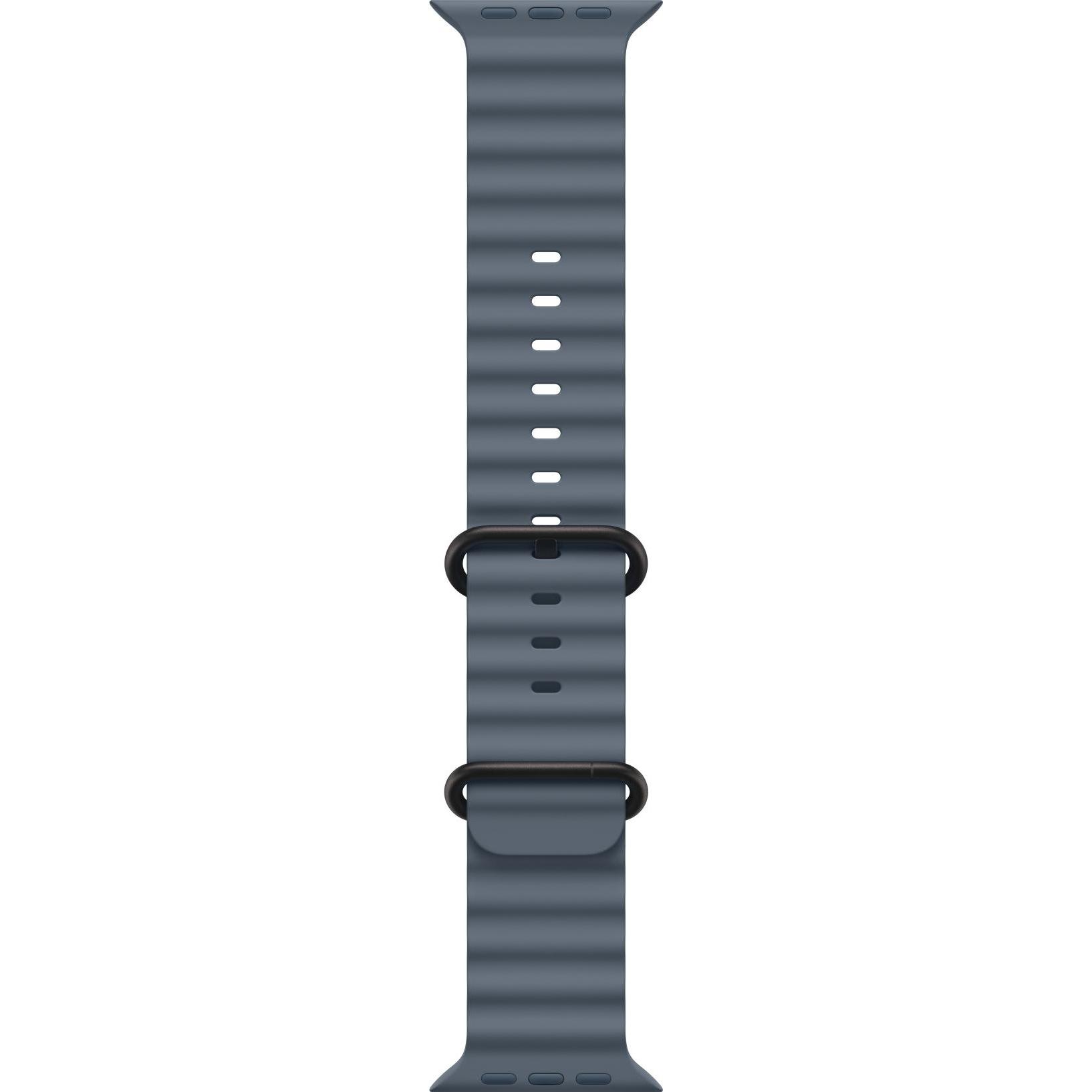 Apple Ocean Band (49 mm, Fluoroelastomer, Titan), Uhrenarmband, Blau, Schwarz