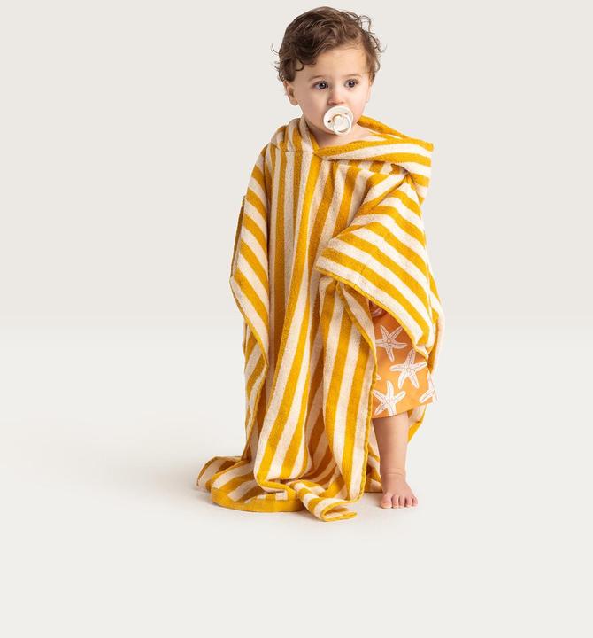 Productafbeelding Swim Essentials Luxe strandponcho geel gestreept