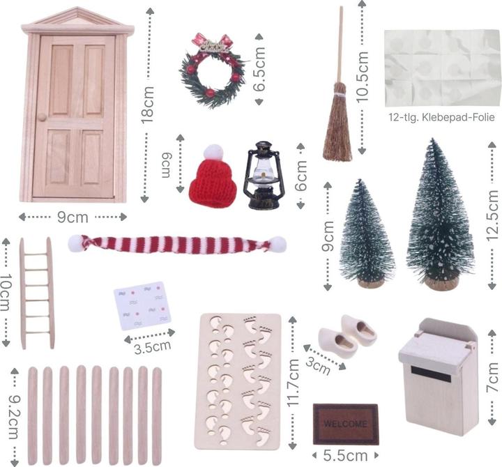 Actual product image Hermex 24-tlg. Wichteltür-Set Weihnachtsdeko Miniaturwelt Elfentür-Zubehör