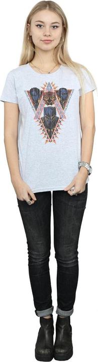 Actual product image Womens/Ladies Black Panther Tribal Heads Cotton T-Shirt (XL)