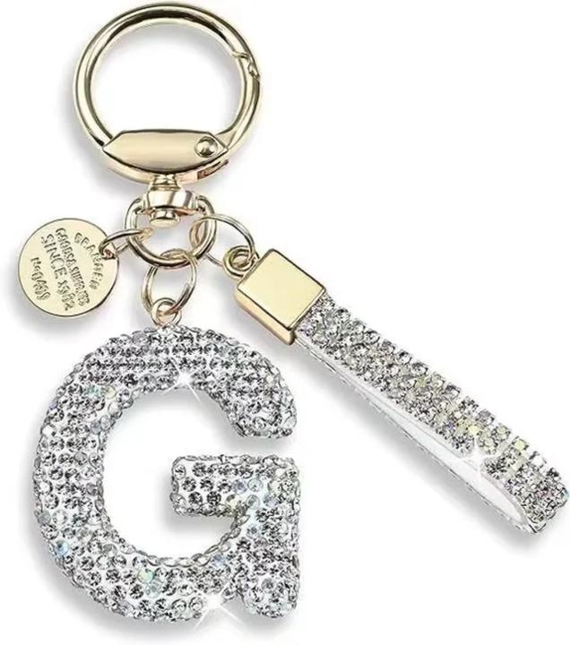 Actual product image Swissdetector Keyring with initial - G - Strass - Glitter - Silver