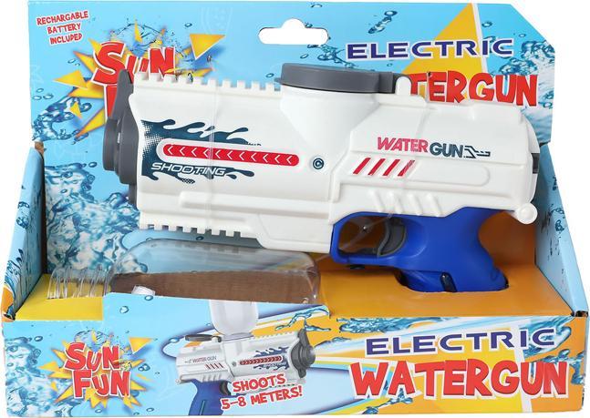 Image du produit Sun Fun Pistolet à eau électrique avec bouteille, blanc/bleu, 18 cm (PET Bouteille)
