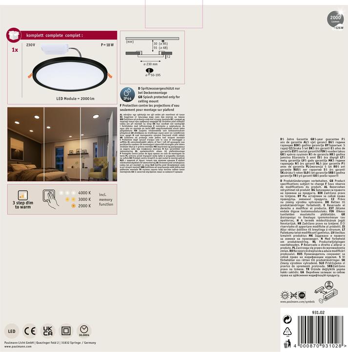 Produktbild Paulmann Einbaupanel Areo VariFit (2000 lm)