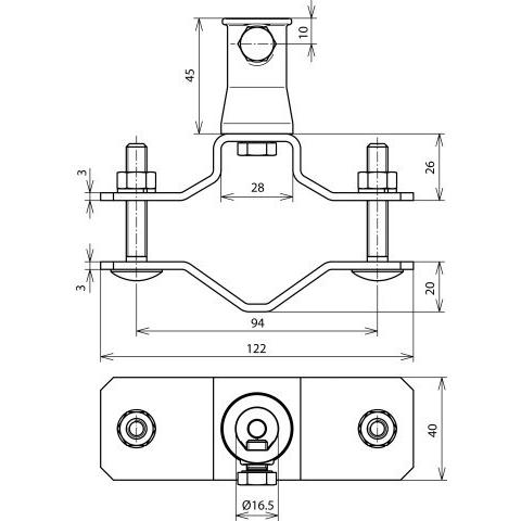 Thumbnail - Dehn 106 352 Rohrschelle 1 1/2-2 Zoll 48-60mm m Buchse NIRO, Elektronikzubehör + Gehäuse