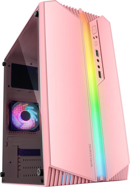 Mars Gaming Boitier Mini Tour Micro ATX MC-S1 RGB avec panneau vitré (Rose) (mATX, Mini-ITX)
