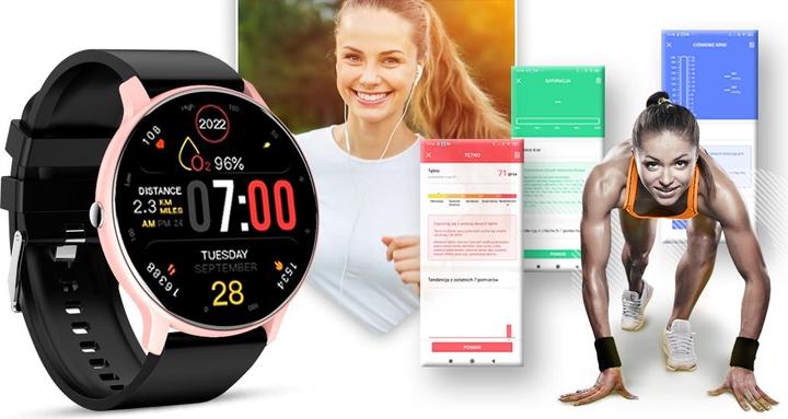 Produktbild Giewont GW120-3 Roségold-Schwarze Smartwatch