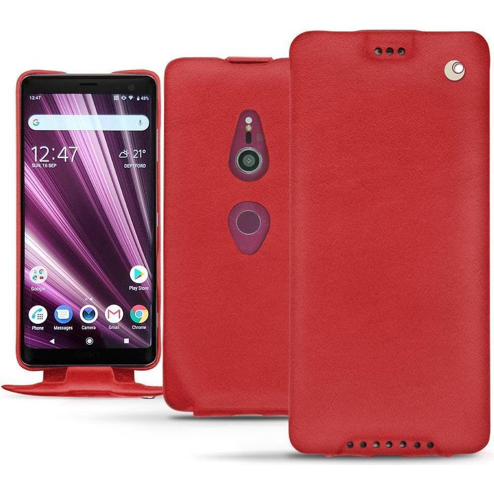 Noreve Lederschutzhülle vertikal (Sony Xperia XZ3), Smartphone Hülle, Rot